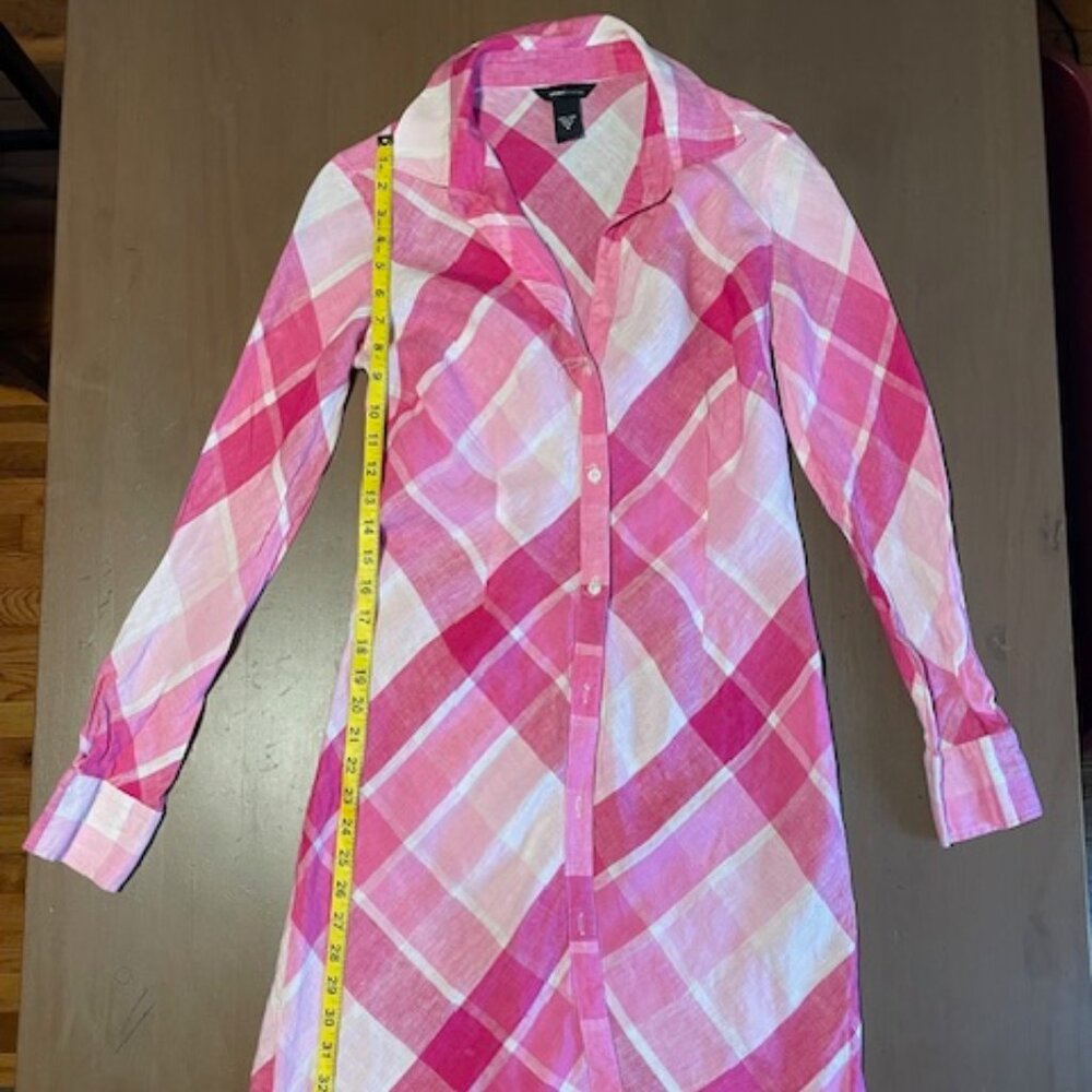 Moda International button down dress, Color: Pink (plaid); Size: 8